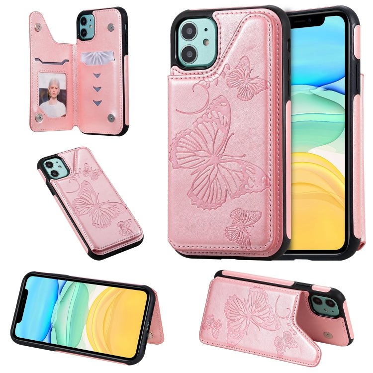 Butterfly Embossing Pattern Shockproof Protective Case with Holder & Card Slots & Photo Frame, For iPhone 11 Pro, For iPhone 11, For iPhone 11 Pro Max