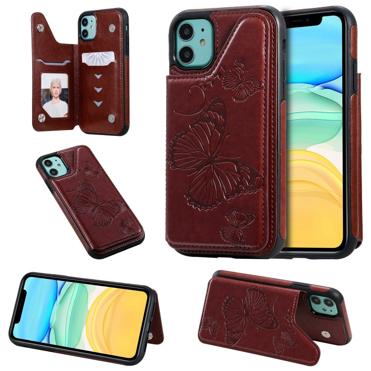 Butterfly Embossing Pattern Shockproof Protective Case with Holder & Card Slots & Photo Frame, For iPhone 11 Pro, For iPhone 11, For iPhone 11 Pro Max