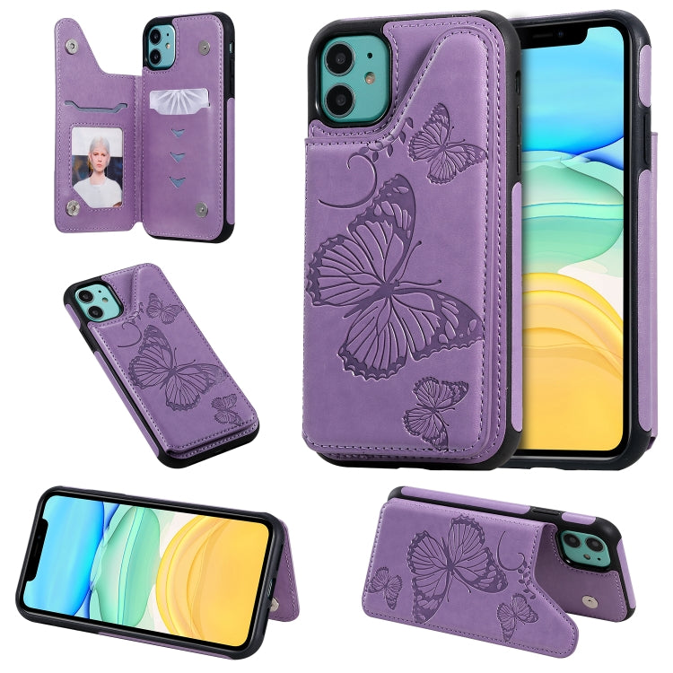 Butterfly Embossing Pattern Shockproof Protective Case with Holder & Card Slots & Photo Frame, For iPhone 11 Pro, For iPhone 11, For iPhone 11 Pro Max