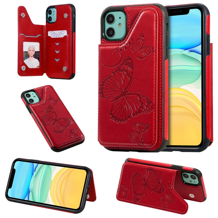 Butterfly Embossing Pattern Shockproof Protective Case with Holder & Card Slots & Photo Frame, For iPhone 11 Pro, For iPhone 11, For iPhone 11 Pro Max