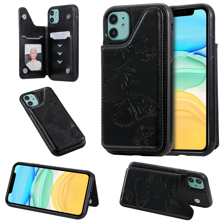 Butterfly Embossing Pattern Shockproof Protective Case with Holder & Card Slots & Photo Frame, For iPhone 11 Pro, For iPhone 11, For iPhone 11 Pro Max