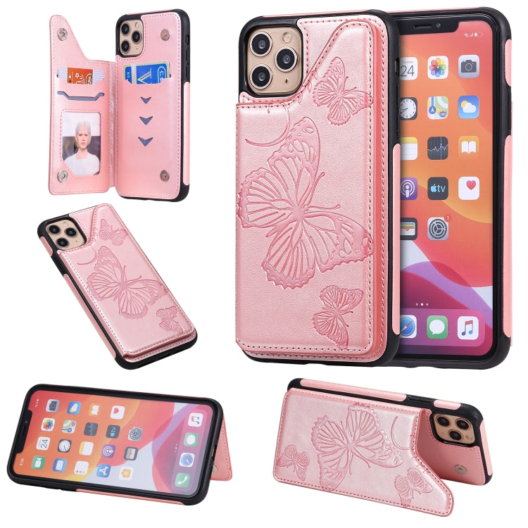 Butterfly Embossing Pattern Shockproof Protective Case with Holder & Card Slots & Photo Frame, For iPhone 11 Pro, For iPhone 11, For iPhone 11 Pro Max