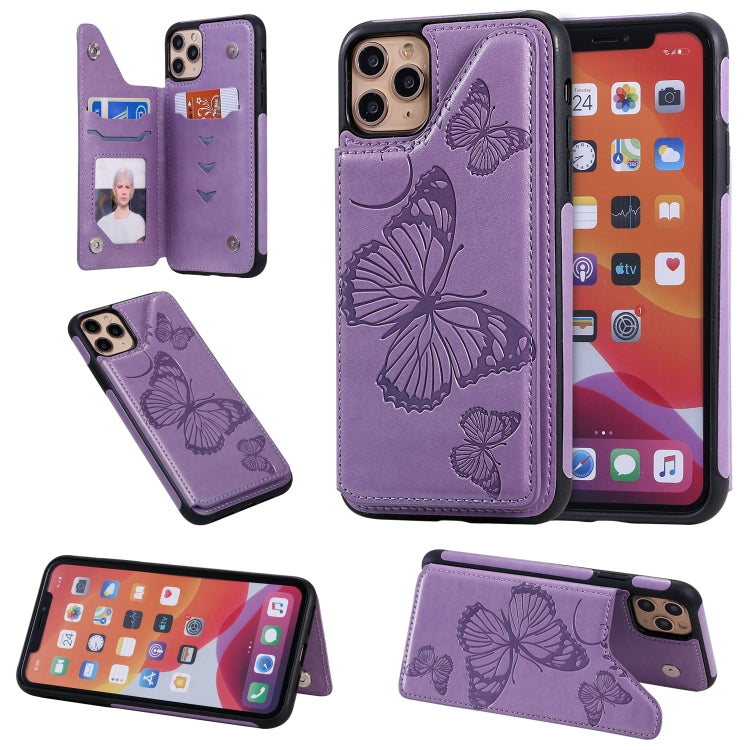 Butterfly Embossing Pattern Shockproof Protective Case with Holder & Card Slots & Photo Frame, For iPhone 11 Pro, For iPhone 11, For iPhone 11 Pro Max