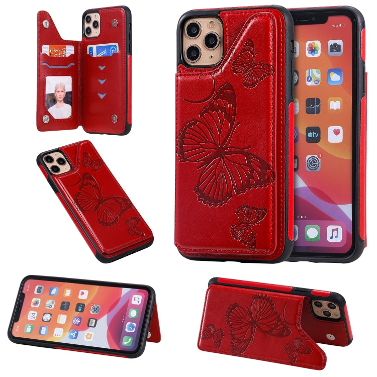 Butterfly Embossing Pattern Shockproof Protective Case with Holder & Card Slots & Photo Frame, For iPhone 11 Pro, For iPhone 11, For iPhone 11 Pro Max