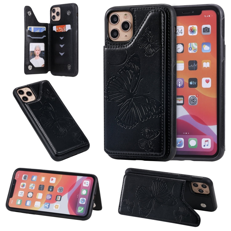 Butterfly Embossing Pattern Shockproof Protective Case with Holder & Card Slots & Photo Frame, For iPhone 11 Pro, For iPhone 11, For iPhone 11 Pro Max