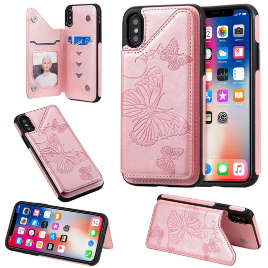 Butterfly embossed shockproof iPhone X XS case with card slots and photo frame holder
