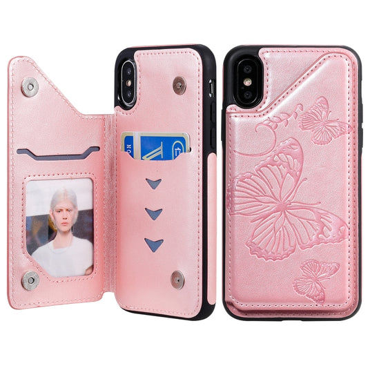 Protective iPhone XR case featuring raised butterfly pattern design and built-in stand