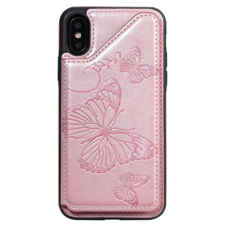 Butterfly Embossing Pattern Shockproof Protective Case with Holder & Card Slots & Photo Frame, For iPhone X & XS, For iPhone XR, For iPhone XS Max