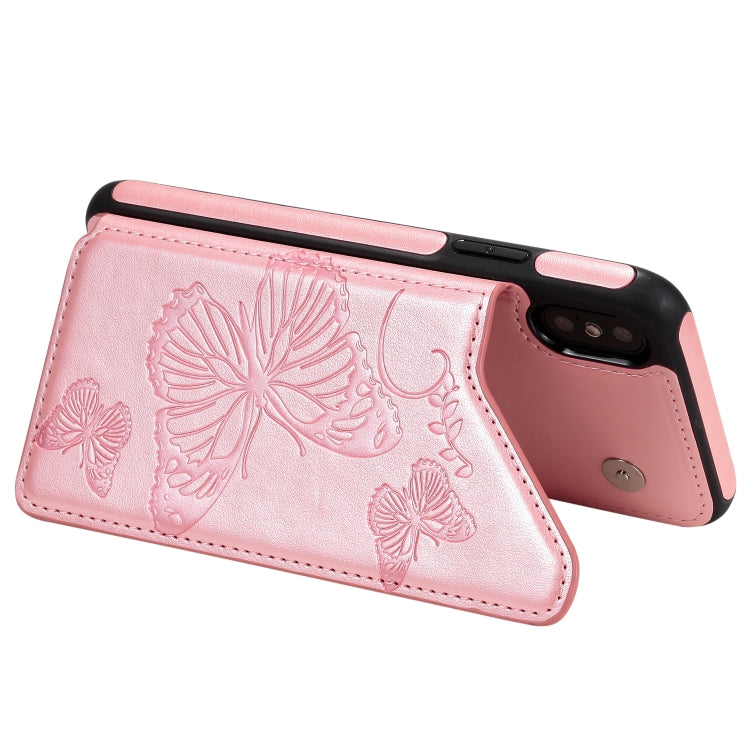 Butterfly Embossing Pattern Shockproof Protective Case with Holder & Card Slots & Photo Frame, For iPhone X & XS, For iPhone XR, For iPhone XS Max