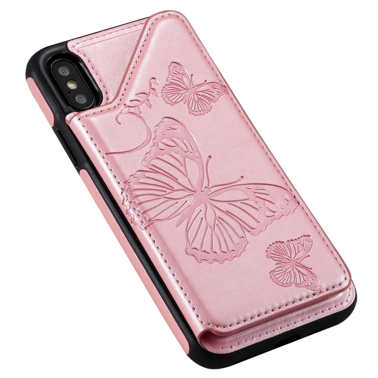 Butterfly Embossing Pattern Shockproof Protective Case with Holder & Card Slots & Photo Frame, For iPhone X & XS, For iPhone XR, For iPhone XS Max