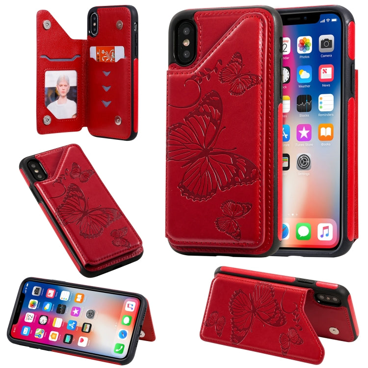 Butterfly Embossing Pattern Shockproof Protective Case with Holder & Card Slots & Photo Frame, For iPhone X & XS, For iPhone XR, For iPhone XS Max