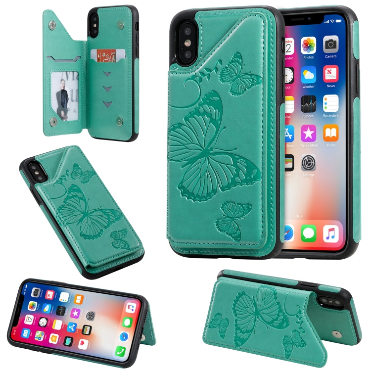 Butterfly Embossing Pattern Shockproof Protective Case with Holder & Card Slots & Photo Frame, For iPhone X & XS, For iPhone XR, For iPhone XS Max