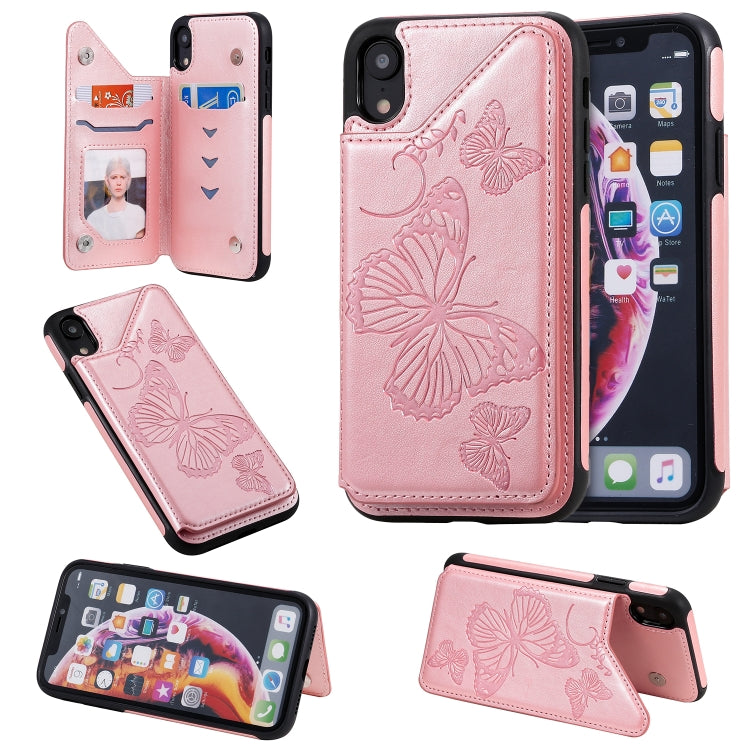 Butterfly Embossing Pattern Shockproof Protective Case with Holder & Card Slots & Photo Frame, For iPhone X & XS, For iPhone XR, For iPhone XS Max
