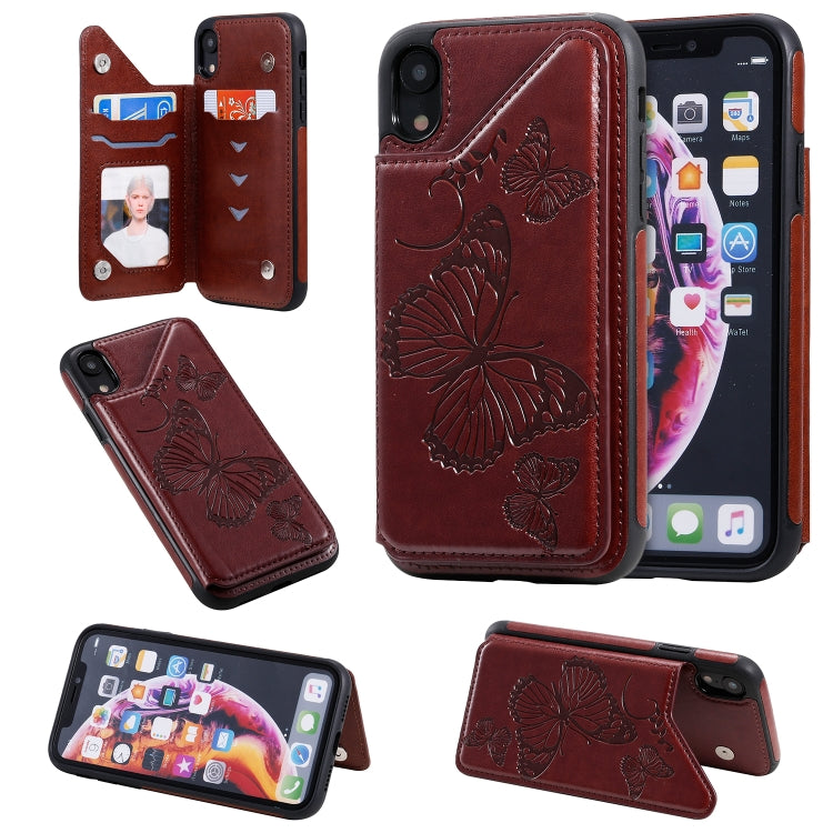 Butterfly Embossing Pattern Shockproof Protective Case with Holder & Card Slots & Photo Frame, For iPhone X & XS, For iPhone XR, For iPhone XS Max