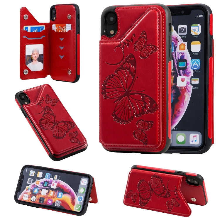 Butterfly Embossing Pattern Shockproof Protective Case with Holder & Card Slots & Photo Frame, For iPhone X & XS, For iPhone XR, For iPhone XS Max