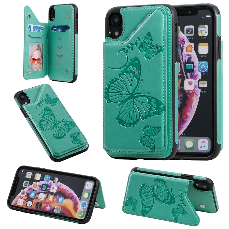 Butterfly Embossing Pattern Shockproof Protective Case with Holder & Card Slots & Photo Frame, For iPhone X & XS, For iPhone XR, For iPhone XS Max