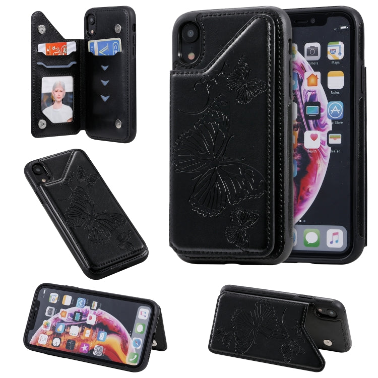 Butterfly Embossing Pattern Shockproof Protective Case with Holder & Card Slots & Photo Frame, For iPhone X & XS, For iPhone XR, For iPhone XS Max