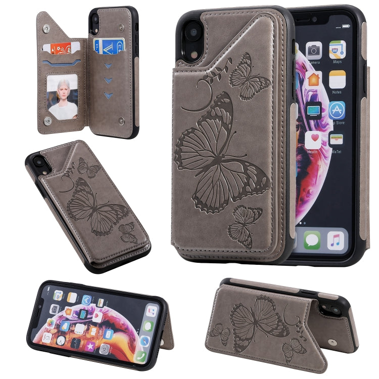 Butterfly Embossing Pattern Shockproof Protective Case with Holder & Card Slots & Photo Frame, For iPhone X & XS, For iPhone XR, For iPhone XS Max
