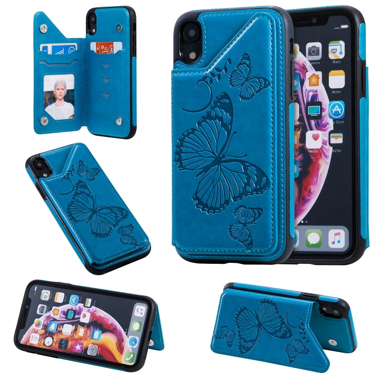 Butterfly Embossing Pattern Shockproof Protective Case with Holder & Card Slots & Photo Frame, For iPhone X & XS, For iPhone XR, For iPhone XS Max