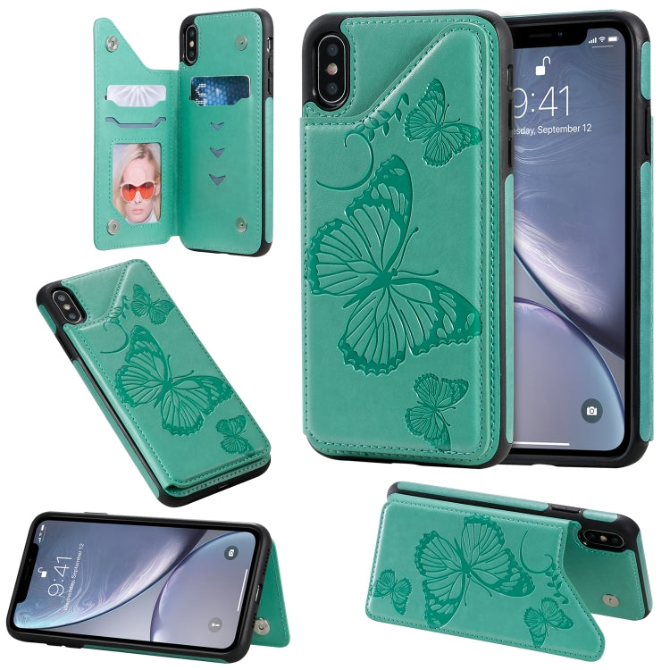 Butterfly Embossing Pattern Shockproof Protective Case with Holder & Card Slots & Photo Frame, For iPhone X & XS, For iPhone XR, For iPhone XS Max