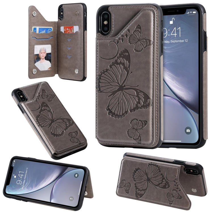 Butterfly Embossing Pattern Shockproof Protective Case with Holder & Card Slots & Photo Frame, For iPhone X & XS, For iPhone XR, For iPhone XS Max