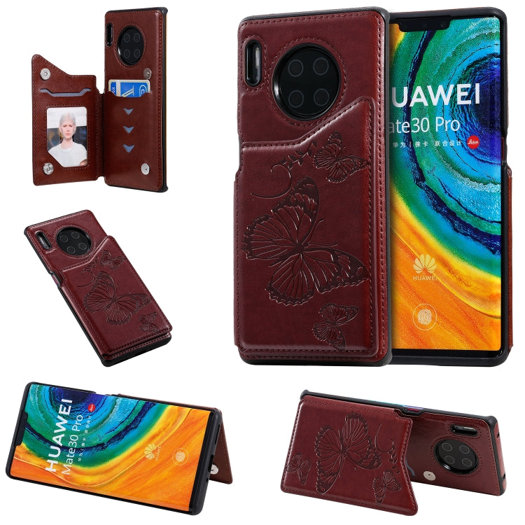 Butterfly Embossing Pattern Shockproof Protective Case with Holder & Card Slots & Photo Frame, For Huawei Mate30 Pro