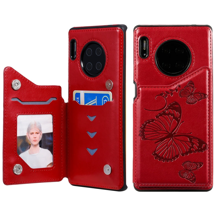 Butterfly Embossing Pattern Shockproof Protective Case with Holder & Card Slots & Photo Frame, For Huawei Mate30 Pro
