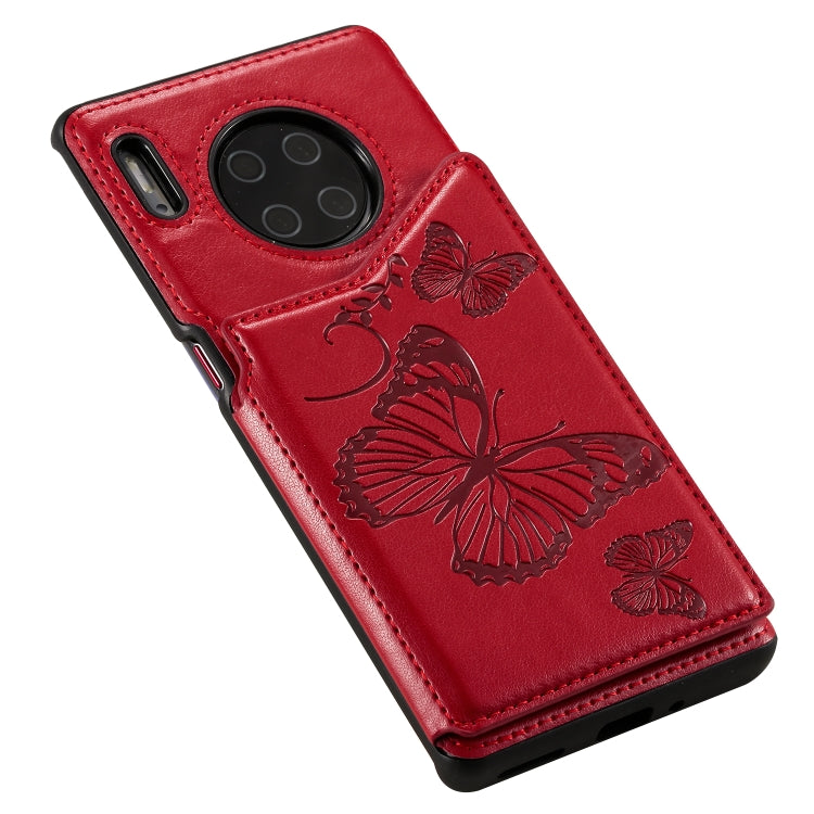 Butterfly Embossing Pattern Shockproof Protective Case with Holder & Card Slots & Photo Frame, For Huawei Mate30 Pro