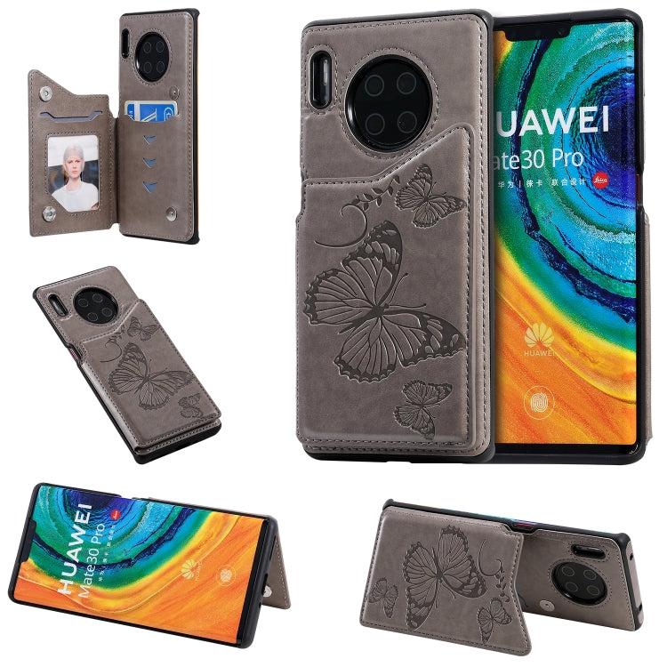 Butterfly Embossing Pattern Shockproof Protective Case with Holder & Card Slots & Photo Frame, For Huawei Mate30 Pro