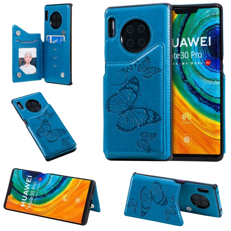 Butterfly Embossing Pattern Shockproof Protective Case with Holder & Card Slots & Photo Frame, For Huawei Mate30 Pro