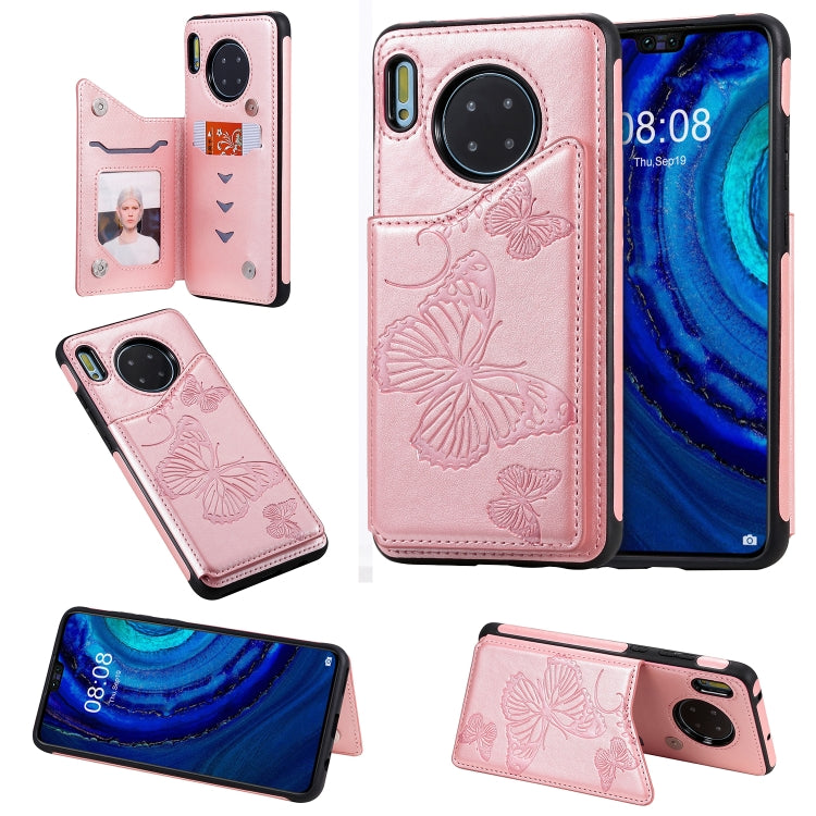 Butterfly Embossing Pattern Shockproof Protective Case with Holder & Card Slots & Photo Frame, For Galaxy S10E, For Galaxy S9 Plus, For Huawei Mate30