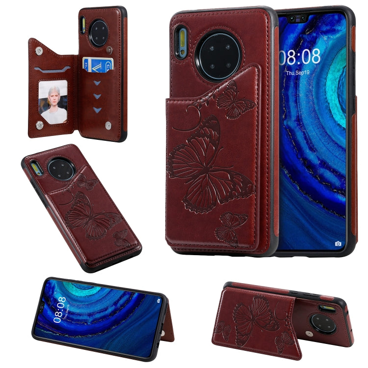 Butterfly Embossing Pattern Shockproof Protective Case with Holder & Card Slots & Photo Frame, For Galaxy S10E, For Galaxy S9 Plus, For Huawei Mate30
