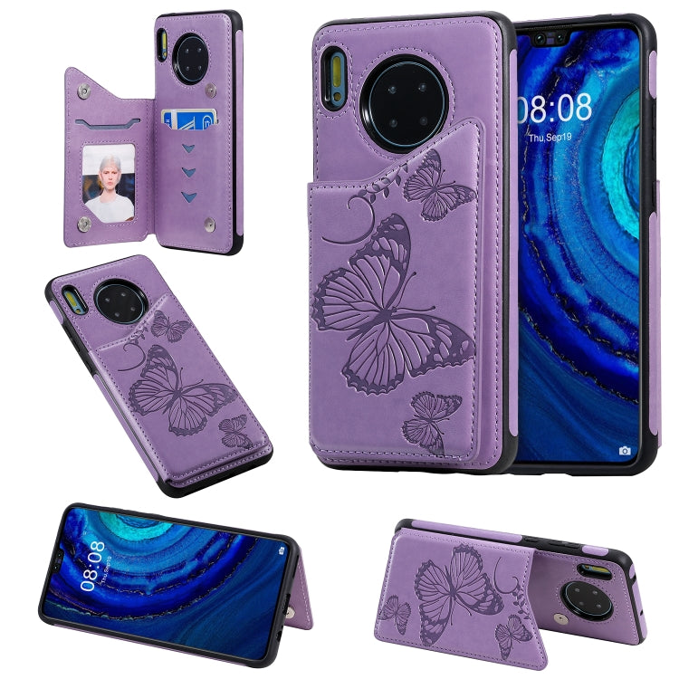 Butterfly Embossing Pattern Shockproof Protective Case with Holder & Card Slots & Photo Frame, For Galaxy S10E, For Galaxy S9 Plus, For Huawei Mate30