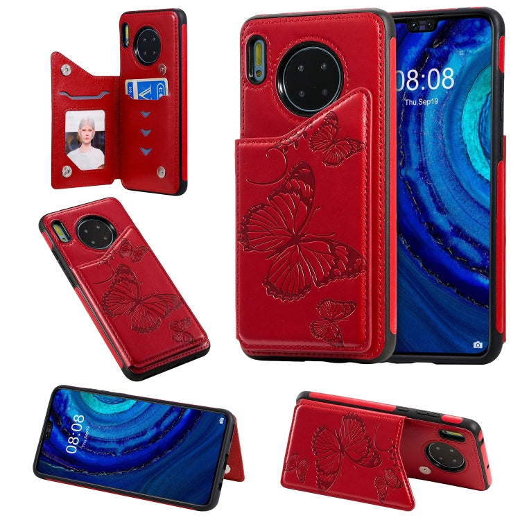 Butterfly Embossing Pattern Shockproof Protective Case with Holder & Card Slots & Photo Frame, For Galaxy S10E, For Galaxy S9 Plus, For Huawei Mate30