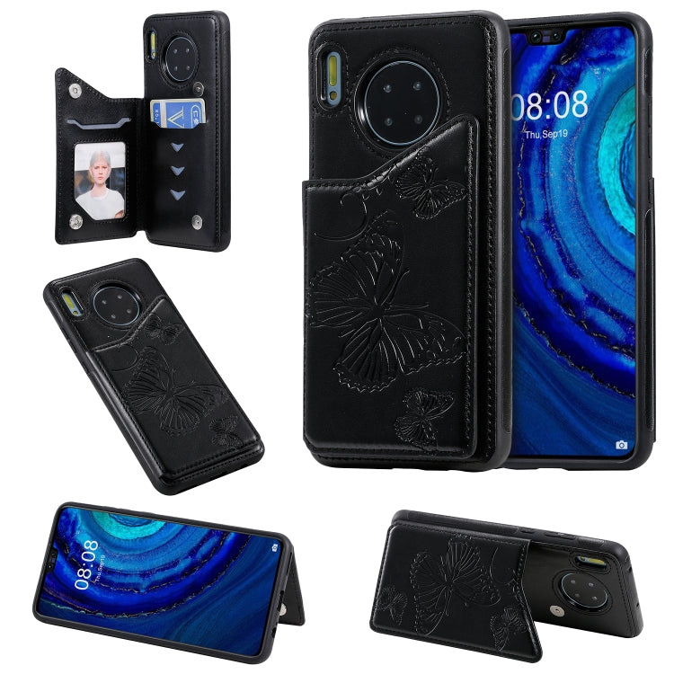 Butterfly Embossing Pattern Shockproof Protective Case with Holder & Card Slots & Photo Frame, For Galaxy S10E, For Galaxy S9 Plus, For Huawei Mate30