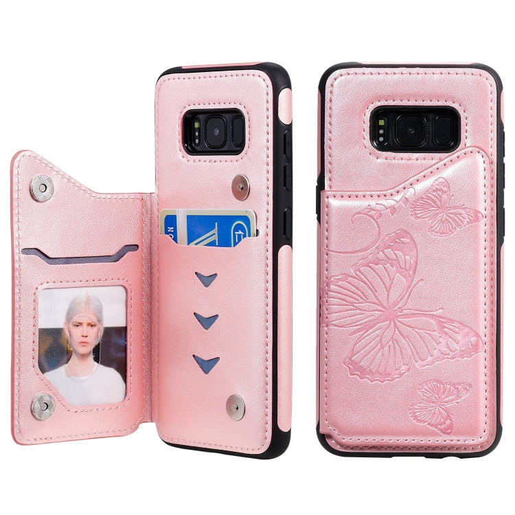 Butterfly Embossing Pattern Shockproof Protective Case with Holder & Card Slots & Photo Frame, For Galaxy S8, For Galaxy S8 Plus, For Galaxy S9