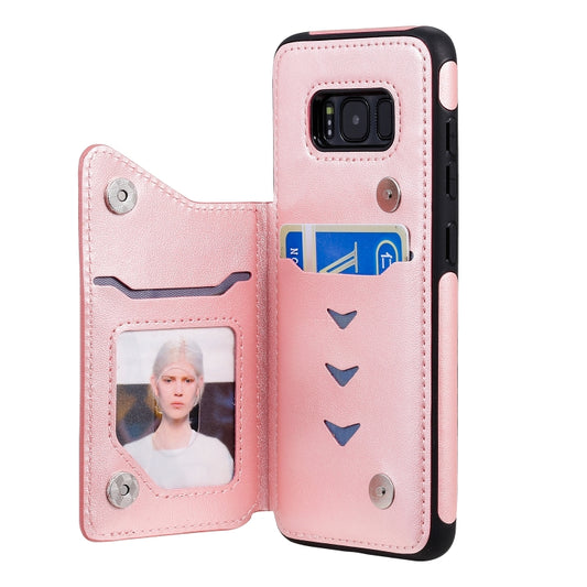 Protective Galaxy S8 case showcasing detailed butterfly embossing and rose gold accents