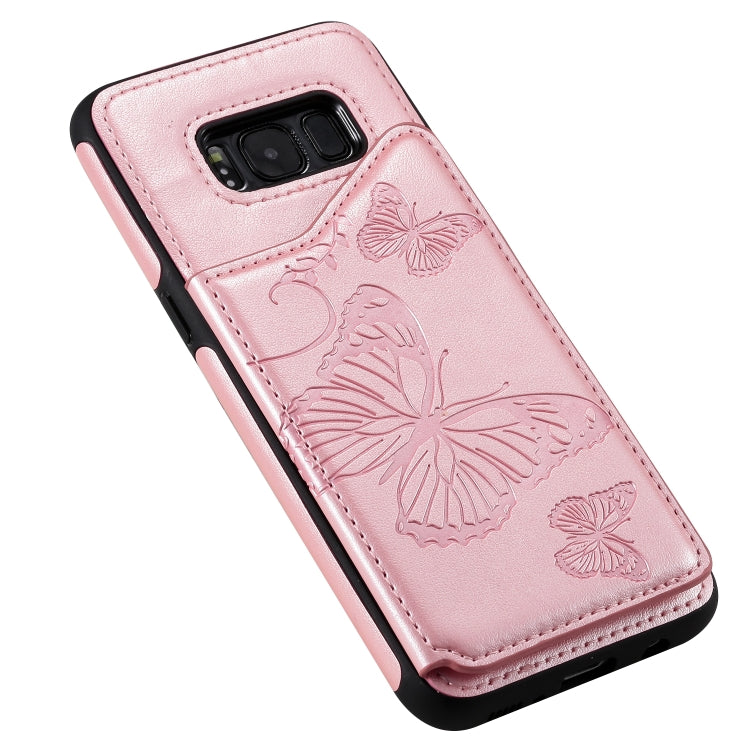 Butterfly Embossing Pattern Shockproof Protective Case with Holder & Card Slots & Photo Frame, For Galaxy S8, For Galaxy S8 Plus, For Galaxy S9