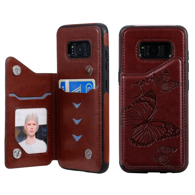 Butterfly Embossing Pattern Shockproof Protective Case with Holder & Card Slots & Photo Frame, For Galaxy S8, For Galaxy S8 Plus, For Galaxy S9