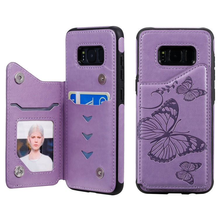 Butterfly Embossing Pattern Shockproof Protective Case with Holder & Card Slots & Photo Frame, For Galaxy S8, For Galaxy S8 Plus, For Galaxy S9