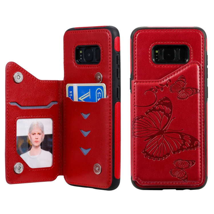 Butterfly Embossing Pattern Shockproof Protective Case with Holder & Card Slots & Photo Frame, For Galaxy S8, For Galaxy S8 Plus, For Galaxy S9