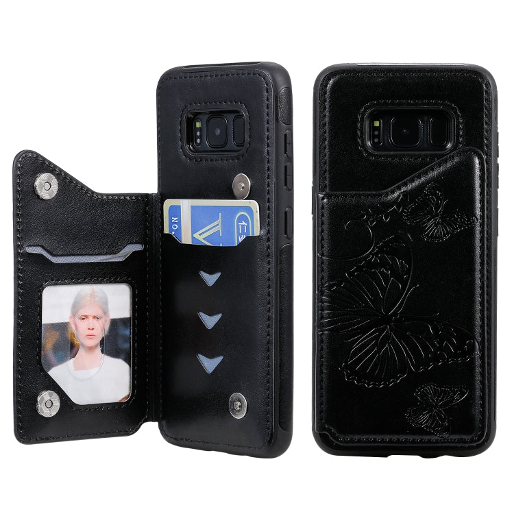 Butterfly Embossing Pattern Shockproof Protective Case with Holder & Card Slots & Photo Frame, For Galaxy S8, For Galaxy S8 Plus, For Galaxy S9