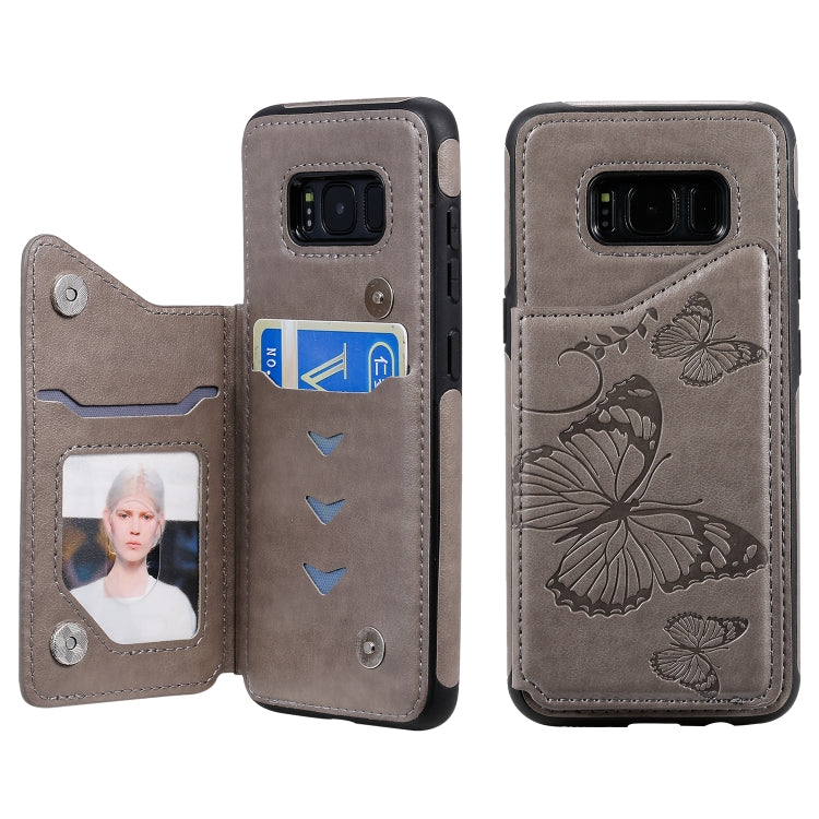 Butterfly Embossing Pattern Shockproof Protective Case with Holder & Card Slots & Photo Frame, For Galaxy S8, For Galaxy S8 Plus, For Galaxy S9