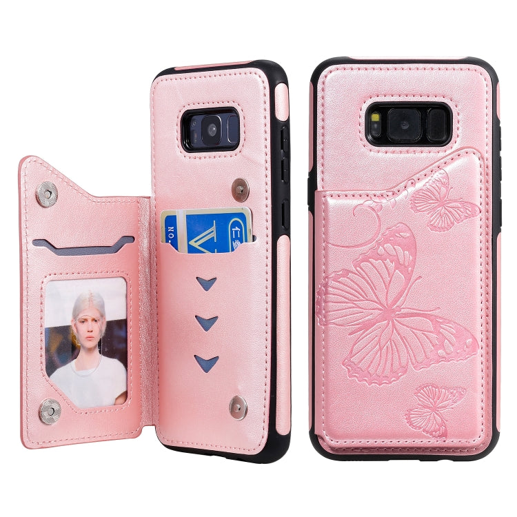 Butterfly Embossing Pattern Shockproof Protective Case with Holder & Card Slots & Photo Frame, For Galaxy S8, For Galaxy S8 Plus, For Galaxy S9