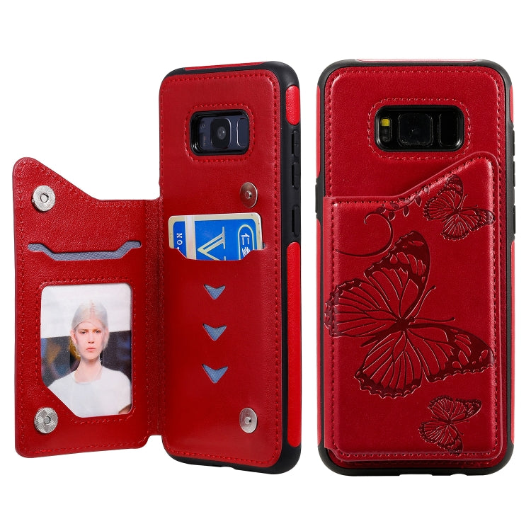 Butterfly Embossing Pattern Shockproof Protective Case with Holder & Card Slots & Photo Frame, For Galaxy S8, For Galaxy S8 Plus, For Galaxy S9