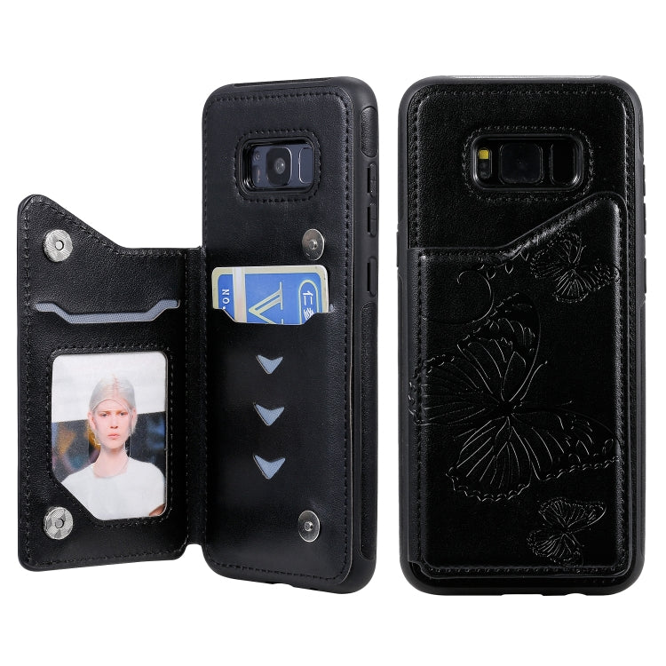 Butterfly Embossing Pattern Shockproof Protective Case with Holder & Card Slots & Photo Frame, For Galaxy S8, For Galaxy S8 Plus, For Galaxy S9