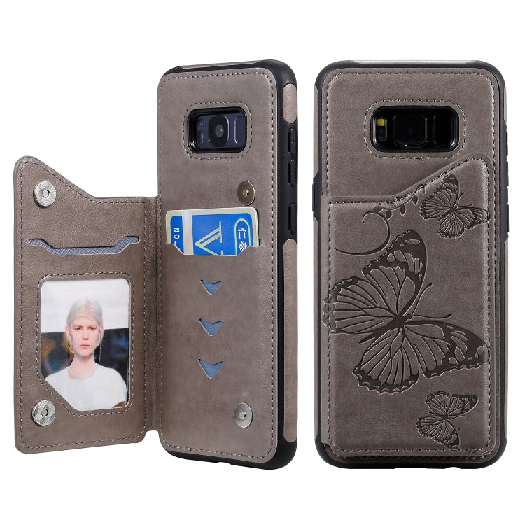 Butterfly Embossing Pattern Shockproof Protective Case with Holder & Card Slots & Photo Frame, For Galaxy S8, For Galaxy S8 Plus, For Galaxy S9