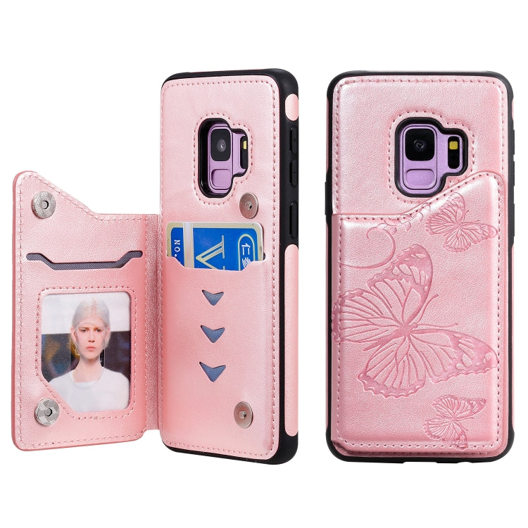 Butterfly Embossing Pattern Shockproof Protective Case with Holder & Card Slots & Photo Frame, For Galaxy S8, For Galaxy S8 Plus, For Galaxy S9