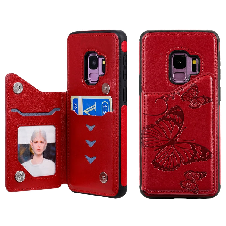 Butterfly Embossing Pattern Shockproof Protective Case with Holder & Card Slots & Photo Frame, For Galaxy S8, For Galaxy S8 Plus, For Galaxy S9