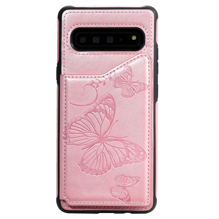 Butterfly Embossing Pattern Shockproof Protective Case with Holder & Card Slots & Photo Frame, For Galaxy S10 5G, For Galaxy S10, For Galaxy S10 Plus